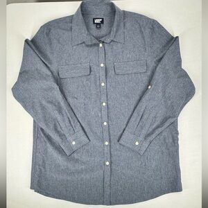 Lands End Commuter Tunic Chambray Long Sleeve Button Down Shirt L (14/16) Blue